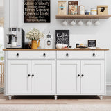 4 EVER WINNER Buffet Cabinet with Storage, 55" Sideboard Buffet Cabinet with 2 Drawers and 4 Doors, Modern Farmhouse Coffee Bar Cabinets, Wood Buffet Table for Kitchen, Dining Room, White 4 EVER WINNER
