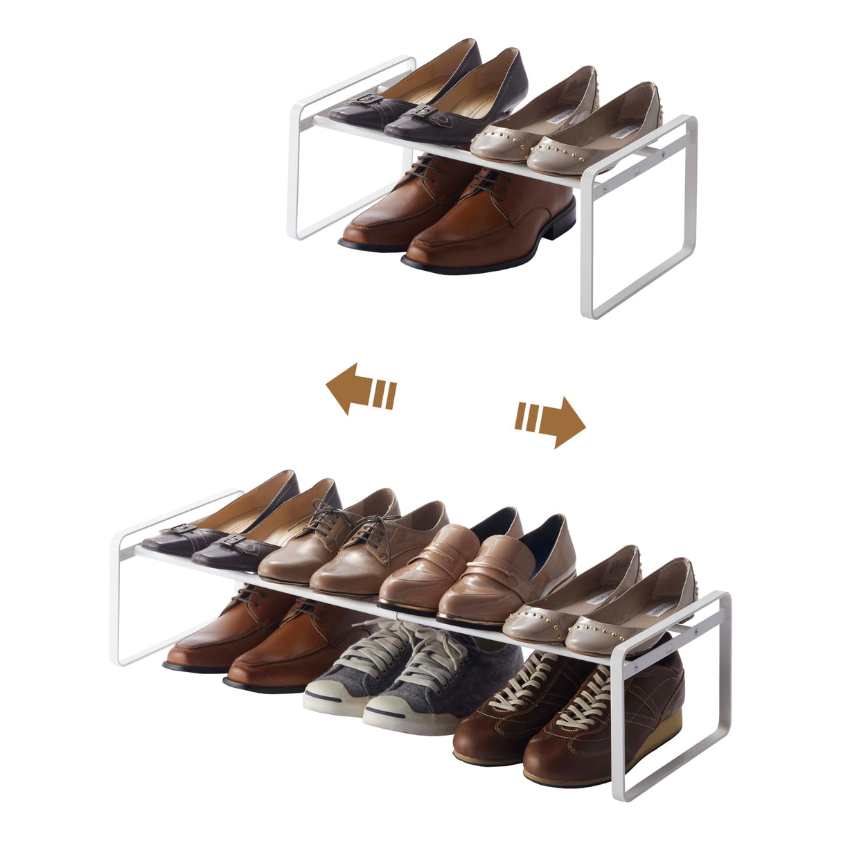 Yamazaki Home Adjustable Shoe Rack - Spacesaving Storage Solution Steel One Size White YAMAZAKI