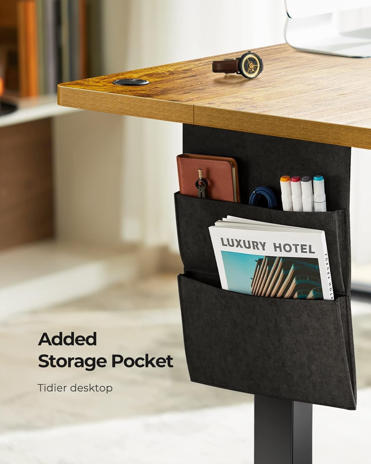 Marsail Standing Desk, Office Adjustable Heights Desk,Stand Up Desk,63x24 Inches Desktop Sit Stand Home Office Gaming Computer Desk with 4 Memory Presets,Headphone Hook,Cable Organizer,Rustic Marsail