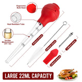 Turkey Baster, Baster Tool for Cooking-Baster Syringe for Home Baking, Turkey Baster and Injector Set with Detachable Silicone Bulb, Meat Marinade Injector Needles for Thanksgiving-Red ENNSOO