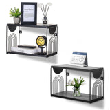 Walasis Black Nightstand Set of 2 - Floating Bedside Shelf Wood Wall Mounted Table Modern Hanging Night Stand Shelves Metal Walasis