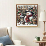 Winter Snowman Light Diamond Art Kits for Adults, 5D Diamond Painting Kits for Adults Beginners, DIY Full Round Drill Diamond Dot Painting Gem Art Kits for Adult, Home Wall Decor 13.8x13.8 Inch VCLKDIY