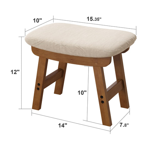 viewcare Foot Stools Ottoman, Small Soft Footrest Ottoman with Wood Legs, Sofa Footrest Extra Seating for Living Room Entryway Office viewcare