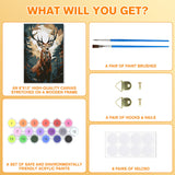 Bowetile Deer Paint by Numbers for Adults Framed, Adults' Paint-by-Number Kits, DIY Adult Paint by Number Kits on Canvas, Animals Acrylic Number Painting for Home Decor, 8x12in Bowetile