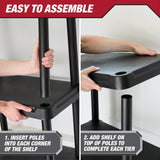 POMILER 4-Shelf Plastic Storage Shelves 200lb Capacity 22" W x 14" D x 47" H Shelving Unit Storage Organizer for Bathroom, Laundry, Garage & Home, Storage Rack - Black POMILER