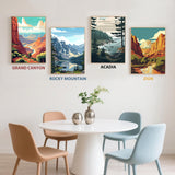 4 Pack National Park Paint by Numbers Kit for Adults with Wooden Frame, Landscape Paint by Numbers for Adults, National Park Adult Paint by Numbers Kit with Wooden Easel for Home Decor Gift 8x12 Inch xcemhil