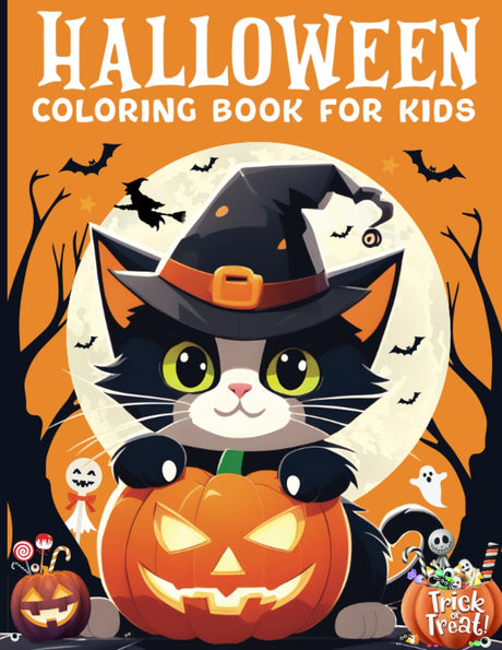 Halloween Coloring Book for kids: 50+ Very Cute and Easy Features of Various Halloween-themed Illustrations Such as Grinning Pumpkins, Cute Witches, ... (Perfect Gift Ideas For Kids Ages 2-8 and Up) Lindesa