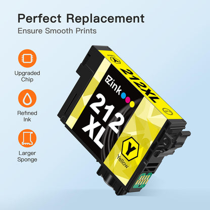 E-Z Ink 212 Ink Cartridge Remanufactured Replacement for Epson 212 212XL T212 Ink Cartridges Work for Epson Expression Home XP-4100 XP-4105 Workforce WF-2850 WF-2830 (Black, Cyan, Magenta, Yellow)