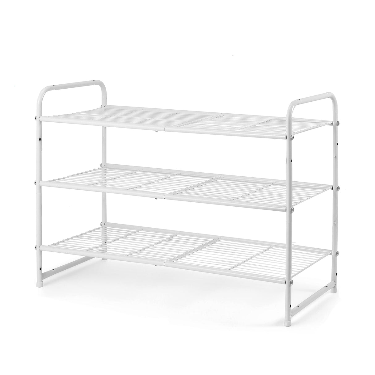 Simple Trending 3-Tier Stackable Shoe Rack, Expandable & Adjustable Shoe Shelf Storage Organizer, Wire Grid, White Simple Trending