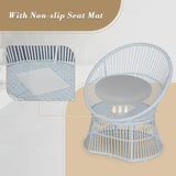 Athena Collection Outdoor Patio Furniture Set Wicker Bistro Set, 3 Piece Conversation Set All-Weather PE Rattan Chairs with Seat Cushions & Glass Table for Porch, Backyard, Beige Athena Collection