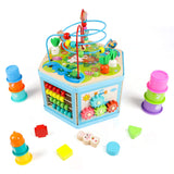 Vomocent Wooden Activity Cube for 1 Year Old Kids, Educational Learning Bead Maze for Toddler Age 1-3, Developmental Montessori Toys for 12-36 Months Boys Girls Gift Vomocent