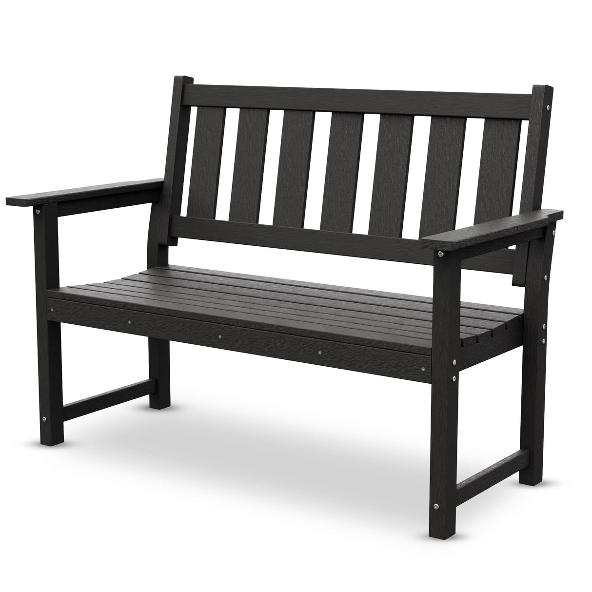 ACUEL HDPE Memorial Bench – 50'' Weatherproof Durable Outdoor Bench, 2-Person Park Bench, Easy to Move, Multi-Purpose Design Ideal for Porch, Patio, Church, and School (Black) ACUEL