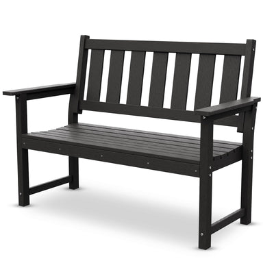 ACUEL HDPE Memorial Bench – 50'' Weatherproof Durable Outdoor Bench, 2-Person Park Bench, Easy to Move, Multi-Purpose Design Ideal for Porch, Patio, Church, and School (Black)