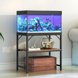 MAHANCRIS 30 Gallon Fish Tank Stand, Aquarium Stand with 2-Tier Storage Shelves, Heavy Duty Breeder Turtle Terrarium Stand Rack for Home Office, 30.0" L x 11.8" W x 24.4" H, Rustic Brown FTHR3001 MAHANCRIS