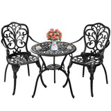 Withniture 3 Piece Patio Bistro Set Cast Aluminum Bistro Table and Chairs Set of 2 with Umbrella Hole,All Weather Metal Bistro Table Set,Outdoor Patio Furniture Set for Garden(Butterfly Black) Withniture