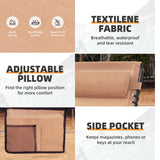 Foristrail Folding Chaise Lounge Chair Bed - Heavy-Duty 400lb Capacity Portable Adjustable Recliner w/Pillow for Patio, Pool, Camping, Sunbathing - Lay Flat Design (Beige) Foristrail