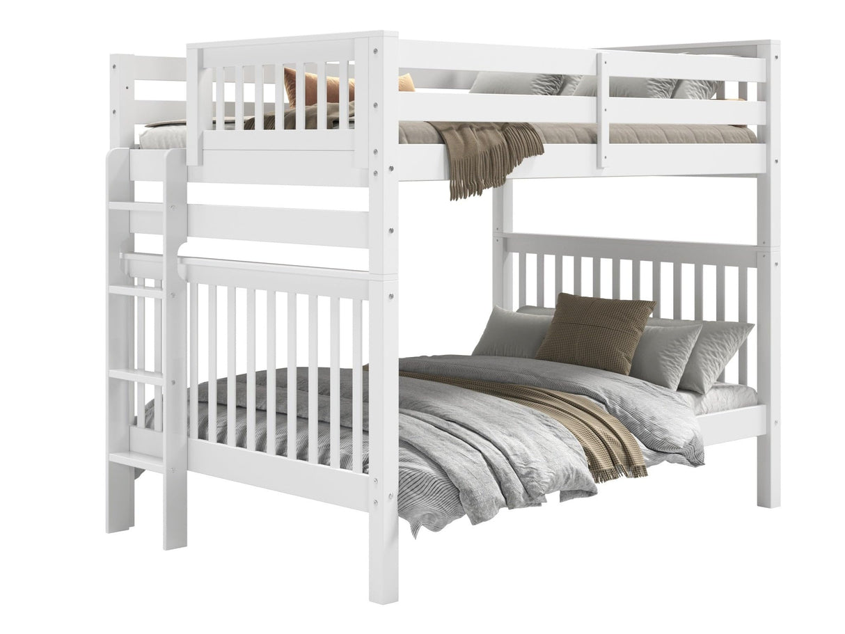 Bedz King Bunk Beds Full over Full Mission Style with End Ladder, White Bedz King