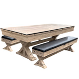 Freetime Fun 7 FT 3 in 1 Multi Game Pool Table with Dining Top Pool Table Ping Pong Table Combo with Dual Storage Bench Seating, Rustic Oak Freetime Fun