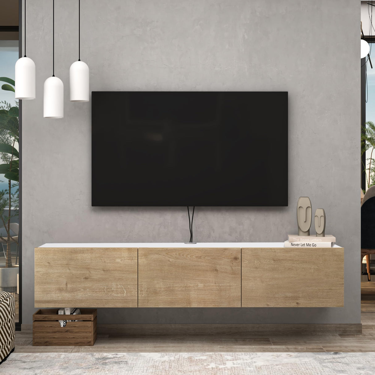 Atelier Mobili Floating TV Stand, TV Stand up to 75 Inch TV, Floating TV Stand Wall Mounted, Floating Entertainment Center, Floating Shelf for Under TV, Floating TV Console, Oak TV Stand ATELIER MOBILI THE LEADER OF THE INTERCHANGEABLE FURNITURE