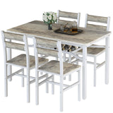 Hooseng Dining Table Set for 4, Wood Kitchen Table Chairs Set with Storage, Farmhouse 5 Piece Dining Room Table Set, Space-Saving Dinette Set for Breakfast Nook, Apartment Hooseng