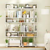Giantex 6-Tier Geometric Bookcase, 64" Tall S-Shaped Bookshelf with Anti-Tipping Kit, Wood Freestanding Decorative Storage Display Shelves for Living Room, Bedroom & Home Office, White Giantex
