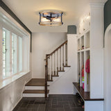 2 Pack Farmhouse Ceiling Light Fixture,E26 Base 2-Light Hallway Ceiling Light Fixtures,Black and Wood Flush Mount Ceiling Light for Kitchen Entryway Porch Etc Closet ZSANZYU