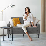 VINGLI 53" Wide Love Seat, Mid-Century Modern Loveseat Sofa Couch with Solid Legs, 2 Seater Sofa Couches with Scooped Armrest for Small Spaces, Living Room, Dorm, Bedroom, Apartment (Light Grey) VINGLI