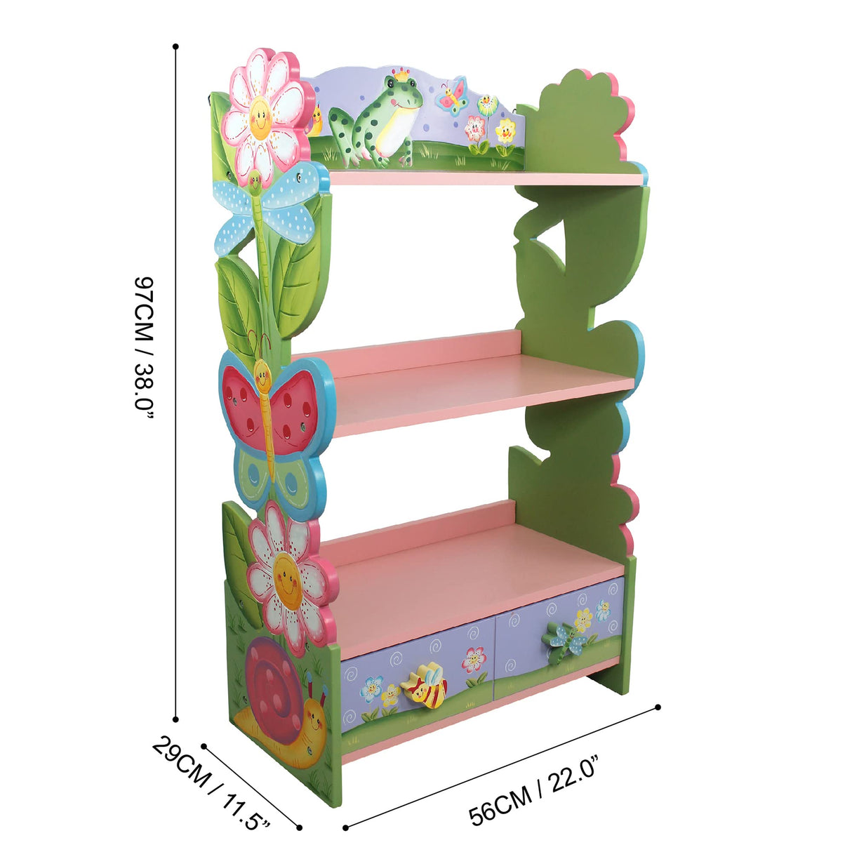 Fantasy Fields Magic Garden Multi-Tiered Wooden Children's Bookshelf and Storage Drawers, Multicolor Fantasy Fields