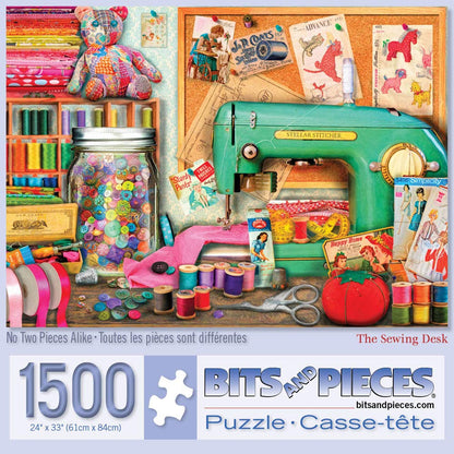 Bits and Pieces – 1500 Piece Jigsaw Puzzle for Adults – Sewing Desk - Jigsaw Puzzles by Artist Aimee Stewart, Completed Puzzle Size: 24" x 33"