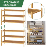 kiplant 3-Tier Shoe Rack for Closet, Bamboo Wood Shoe Rack for Indoor & Outdoor, Stackable Shoe Organizer for Entryway (Natural, 3-Tier) kiplant
