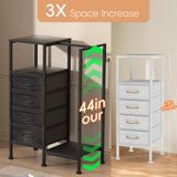 VERONLY Dresser with Hanging Rack, 4 Drawers Small Closet for Bedroom, Reversible Fabric Kids Chest of Drawers with Clothes Rack, Tall Storage Tower, Sturdy Frame, Black, 44''H VERONLY