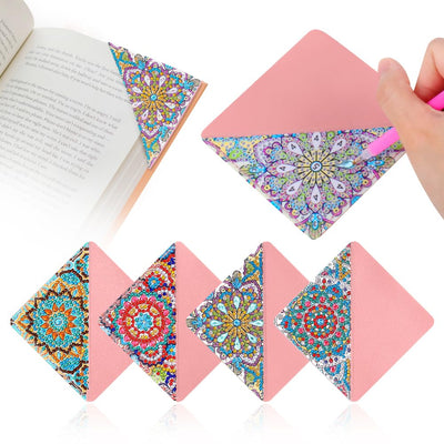 4PCS Diamond Art Bookmarks,DIY Diamond Painting Corner Bookmarks for Book Lovers,Cute Mandala Design Craft Kits for Kids,Adults,Beginners,Home and Office