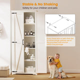 Teekyooly 70" Tall Kitchen Pantry, Farmhouse Storage Cabinet with 2 Barn Doors and 5 Adjustable Shelves, Rustic Wood Cupboard for Kitchen, Dining Room, Bathroom, Off White Teekyooly