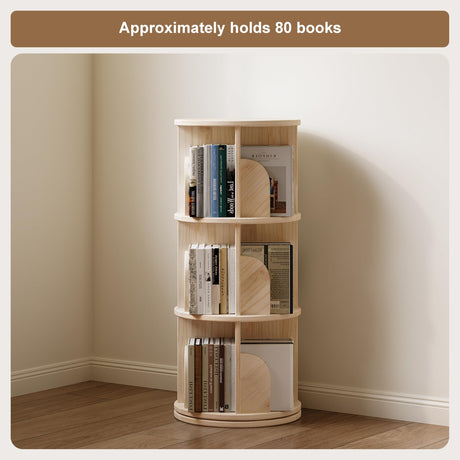ZeeFu Rotating Bookshelf, 3 Tier 360° Spinning Bookcase Lazy Susan Tower, Multi-Functional Standing Book Shelf Storage Round Carousel for Kids&Adults, Bedroom, Living Room, Study Room, Small Space ZeeFu