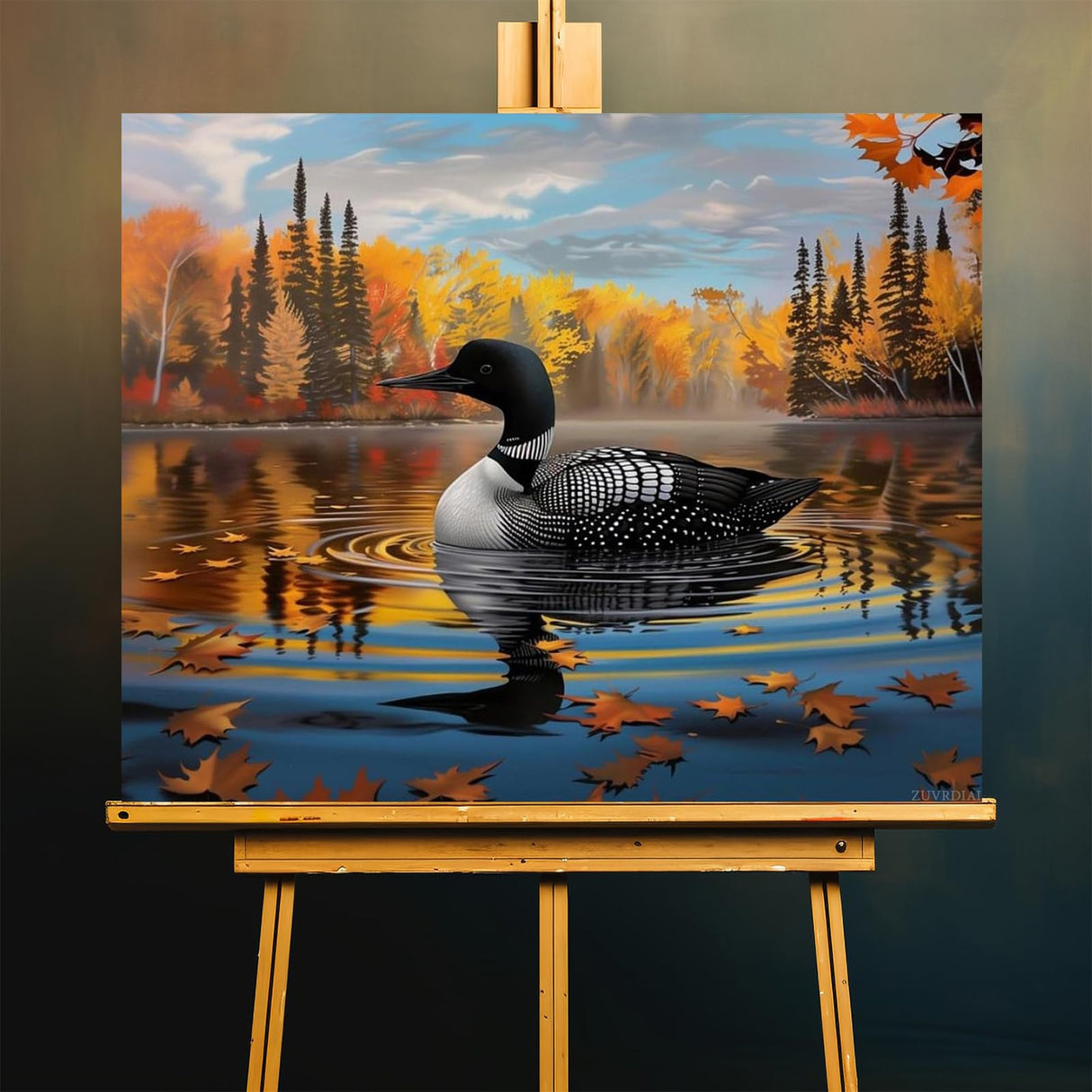 ZUVRDIAI Loons Swimming Lake Paint by Numbers Kit Paint by Numbers DIY Acrylic Drawing Paintworks Artwork Adults Beginners 16 x 20Inch ZUVRDIAI