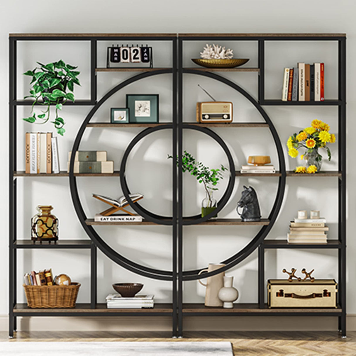 Tribesigns 71 in Geometric 8-Tier Industrial Bookshelf with Metal Frame for Home Office and Living Room Tribesigns