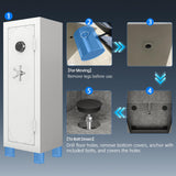 KAER Fireproof 20 Gun Safe 1400°F / 45 Minutes Biometric Gun Safe for Rifles and Pistols Rifle Safe Gun Cabinet Quick Access Gun Safes with Adjustable Shelf and Gun Rack (White) KAER