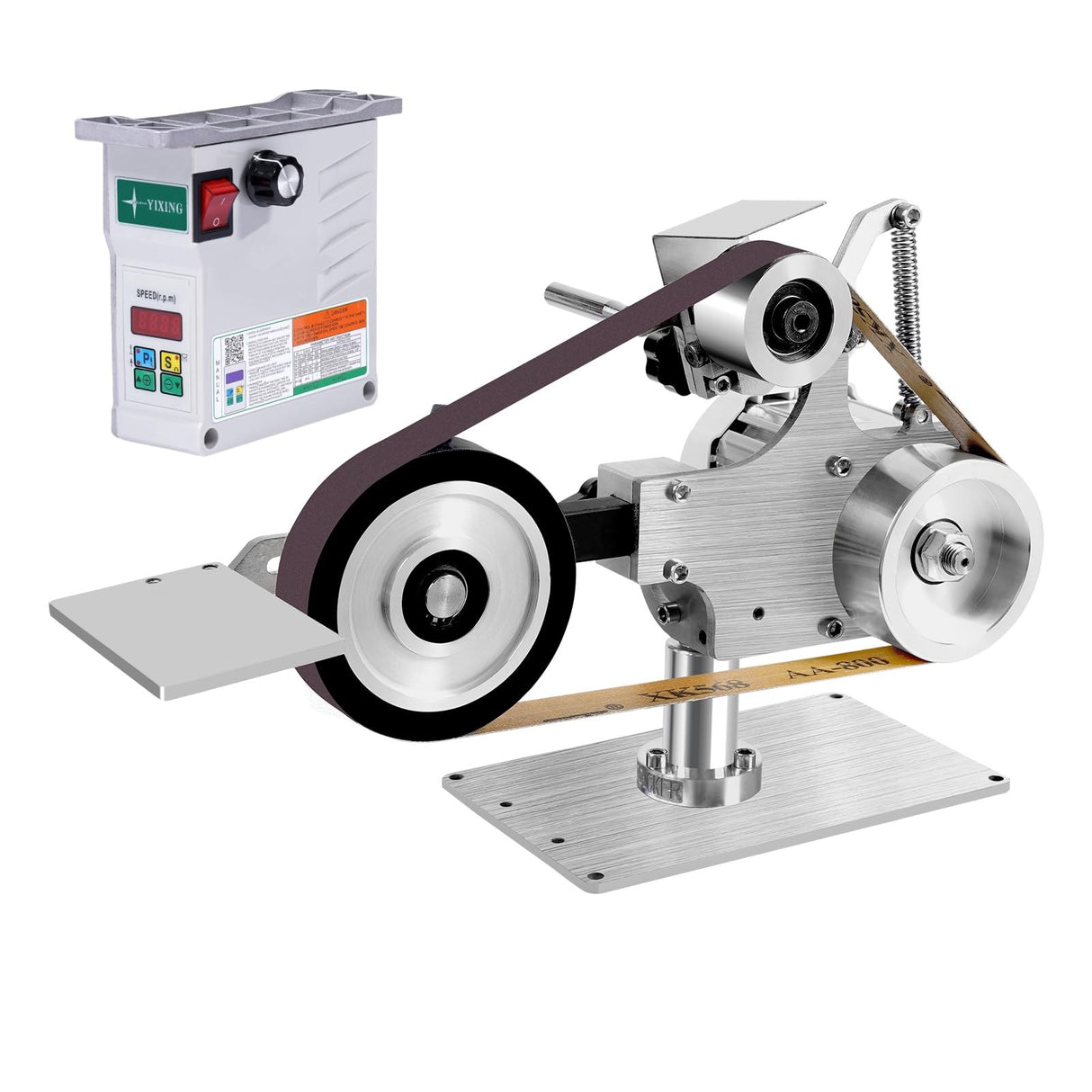 LIAPDG Abrasive Belt Machine, 550W Desktop Belt Grinder For Knife Making Vertical Horizontal Belt Polisher Sharpener 5000Rpm With Brushless Motor Belt Sander for Metal Working Mini Belt-Sander LIAPDG