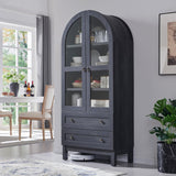 IFGET 71" Tall Arched Kitchen Pantry Cabinet, Wood Kitchen Storage Cabinets with 2 Large Drawers and Adjustable Shelves, Modern Farmhouse Versatile Cupboard for Kitchen, Dining Room, Bathroom, Grey IFGET