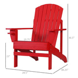 Outsunny Wooden Adirondack Chair, Outdoor Patio Lawn Chair with Cup Holder, Weather Resistant Lawn Furniture, Classic Lounge for Deck, Garden, Backyard, Fire Pit, Red Outsunny