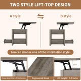 SYESWAY 42'' Lift Top Coffee Table, 4-in-1 Multifunctional Lift Coffee Table with Storage & Hidden Compartments, Farmhouse Coffe Table with Lifting top for Living Room, Dining Reception Room, Grey SYESWAY