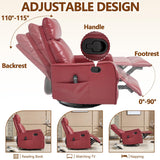 Massage Chair Recliner with Heat, Swivel Rocking Chair Recliner with Gliding Motion, PU Leather Lazy Boy Recliners for Adults,Small Recliner Chair for Small Spaces ﻿ (PU Leather, Red) anwickjeff