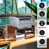 PAG Desktop Printer Stand with Storage, Paper Storage Holder Rack for Desk, Wooden Printer Organization for Home/Office, Retro Brown PAG
