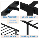 FONTOI Full Size Bed Frame, 14 Inch Metal Platform Bed with Iron-Art Headboard & Footboard, Classic Bed Frame with Heavy Duty Metal Slats Support, Under Bed Storage & No Box Spring Needed, Black FONTOI