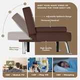 Homall Futon Sofa Bed, Leather Futon Couch with Removable Armrests, Adjustable Recliner Sleeper Sofa Bed with Dual Cup Holders for Living Room, Apartment, Office (Brown) Homall