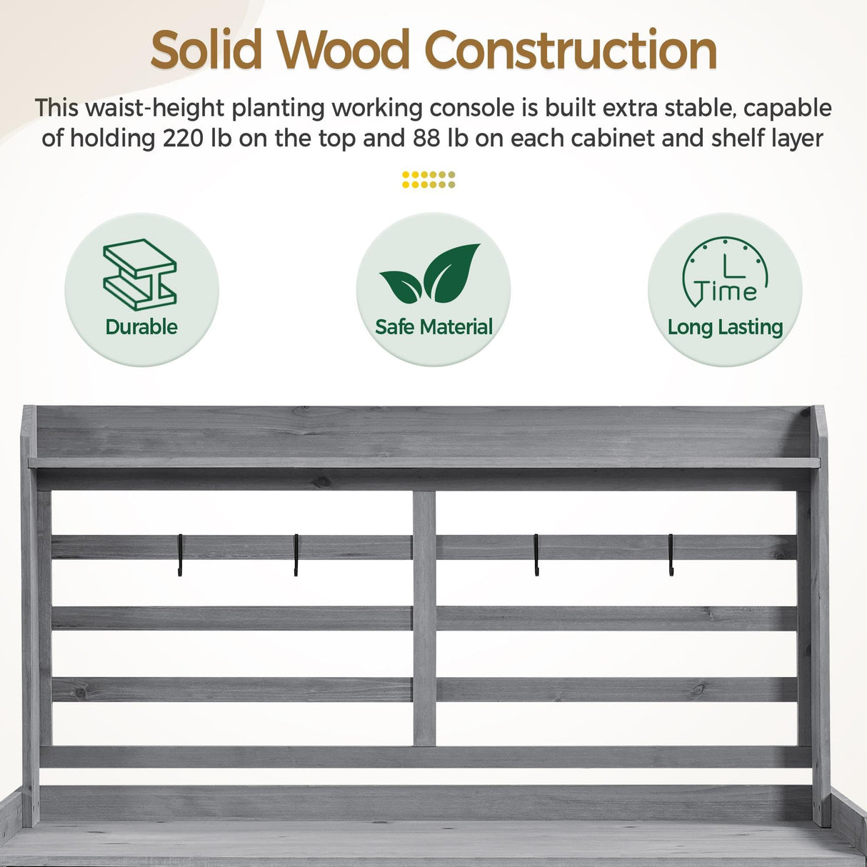 Yaheetech Outdoor Potting Bench, Large Horticulture Work Table Workstation with Storage Cabinet Shelf & Planting Working Console for Patio/Lawn/Garden - Gray Yaheetech