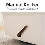 Rhevoy Oversized Recliner Chair, 26" Extra Wide 360° Swivel Rocker Recliner with Adjustable Headrest, Chenille Glider Rocking Nursery Chair with Overstuffed Armrest, Lumbar Support, White Rhevoy