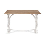 Kate and Laurel Wyldwood Farmhouse Wooden Desk, 46 x 24 x 30, Brown and White, Rustic Carved Wood Computer Desk for Functional and Stylish Home Office Decor Kate and Laurel