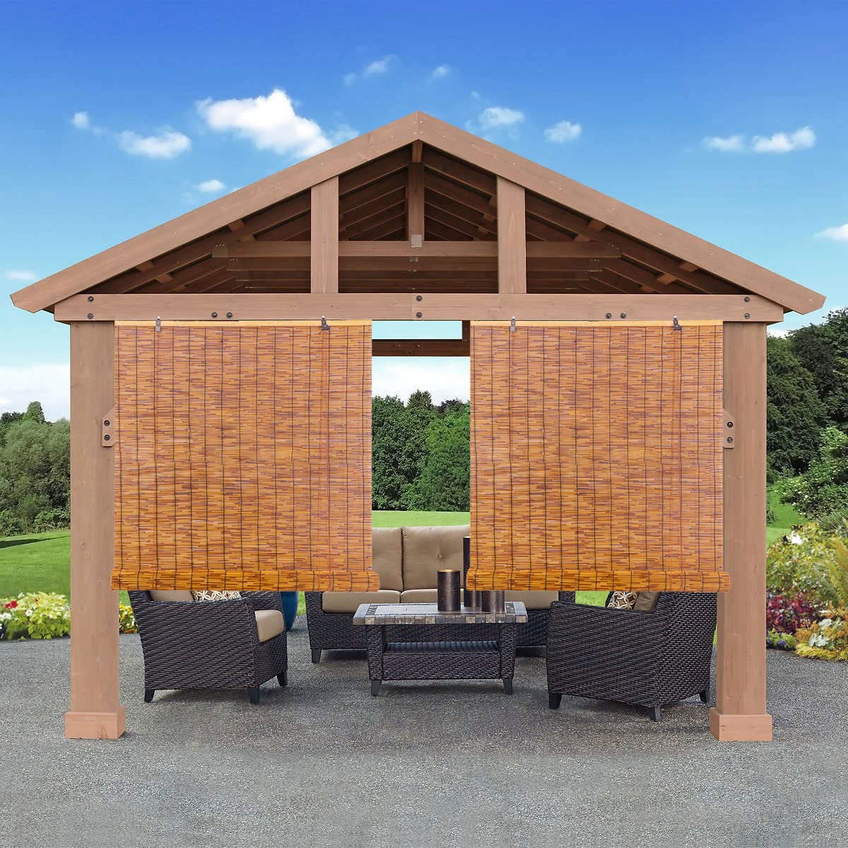 Outdoor Bamboo Roller Shades for Patio Roll Up Shade Waterproof Reed Roller Blinds Shade with Lift,Porch Privacy Translucent Roller Blinds,Waterproof Anti-UV Breathable Reed Curtains,Easy to Install Yhzeokm