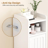 BEWISHOME Small Bathroom Cabinet ，Bathroom Storage Cabinet with Adjustable Shelves & 2 Doors，Narrow Toilet Paper Cabinets,7.9 x 7.9 x 31.5 Inches, for Small Spaces, White YYG03W BEWISHOME